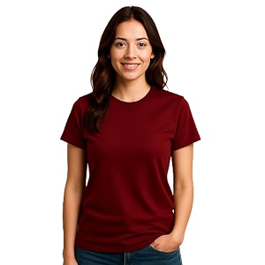 Womens Solid Round Neck Half Sleeves Polyester