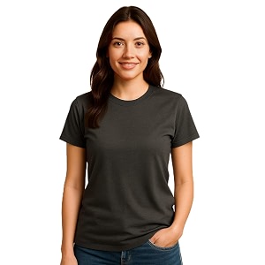 Womens Solid Round Neck Half Sleeves Polyester