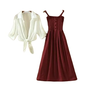 Womens Solid Sleeveless Midi Dress with White