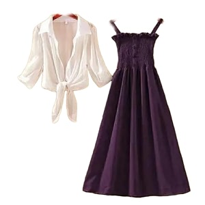 Womens Solid Sleeveless Midi Dress with White