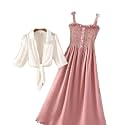 Women39s Solid Sleeveless Midi Dress with White