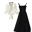 Women39s Solid Sleeveless Midi Dress with White