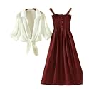 Women39s Solid Sleeveless Midi Dress with White