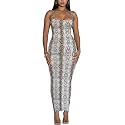 Women's Spaghetti Strap Bodycon Dress - Summer Casual Maxi Club Party Long Tight Slip Dresses