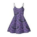 Women's Spaghetti Strap Dress Summer Casual Swing Sundress Girls Beachwear Swing Mini Dress