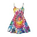 Women's Spaghetti Strap Dress Summer Casual Swing Sundress Girls Beachwear Swing Mini Dress