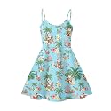 Women's Spaghetti Strap Dress Summer Casual Swing Sundress Girls Beachwear Swing Mini Dress