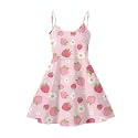 Women's Spaghetti Strap Dress Summer Casual Swing Sundress Girls Beachwear Swing Mini Dress