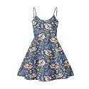 Women's Spaghetti Strap Dress Summer Casual Swing Sundress Girls Beachwear Swing Mini Dress