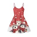 Women's Spaghetti Strap Dress Summer Casual Swing Sundress Girls Beachwear Swing Mini Dress