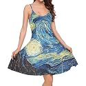 Women's Spaghetti Strap Dress Summer Casual Swing Sundress Girls Beachwear Swing Mini Dress