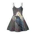 Women's Spaghetti Strap Dress Summer Casual Swing Sundress Girls Beachwear Swing Mini Dress