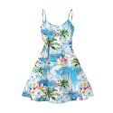 Women's Spaghetti Strap Dress Summer Casual Swing Sundress Girls Beachwear Swing Mini Dress