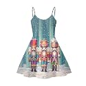 Women's Spaghetti Strap Dress Summer Casual Swing Sundress Girls Beachwear Swing Mini Dress