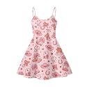 Women's Spaghetti Strap Dress Summer Casual Swing Sundress Girls Beachwear Swing Mini Dress
