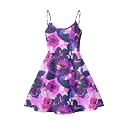 Women's Spaghetti Strap Dress Summer Casual Swing Sundress Girls Beachwear Swing Mini Dress