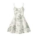 Women's Spaghetti Strap Dress Summer Casual Swing Sundress Girls Beachwear Swing Mini Dress