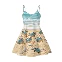 Women's Spaghetti Strap Dress Summer Casual Swing Sundress Girls Beachwear Swing Mini Dress