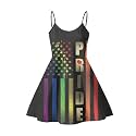 Women's Spaghetti Strap Dress Summer Casual Swing Sundress Girls Beachwear Swing Mini Dress