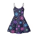 Women's Spaghetti Strap Dress Summer Casual Swing Sundress Girls Beachwear Swing Mini Dress