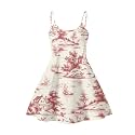 Women's Spaghetti Strap Dress Summer Casual Swing Sundress Girls Beachwear Swing Mini Dress