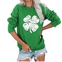 Women's St Patrick's Day Shamrock Sweatshirt Irish Shirts Pullover Top Cute Long Sleeve Holiday Outfit &amp; Gift