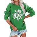Women's St Patrick's Day Shamrock Sweatshirt Irish Shirts Pullover Top Cute Long Sleeve Holiday Outfit &amp; Gift
