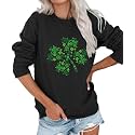 Women's St Patrick's Day Shamrock Sweatshirt Irish Shirts Pullover Top Cute Long Sleeve Holiday Outfit &amp; Gift