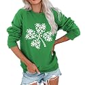 Women's St Patrick's Day Shamrock Sweatshirt Irish Shirts Pullover Top Cute Long Sleeve Holiday Outfit &amp; Gift
