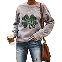 Women's St Patrick's Day Shamrock Sweatshirt Irish Shirts Pullover Top Cute Long Sleeve Holiday Outfit &amp; Gift