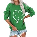 Women's St Patrick's Day Shamrock Sweatshirt Irish Shirts Pullover Top Cute Long Sleeve Holiday Outfit &amp; Gift