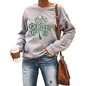 Women's St Patrick's Day Shamrock Sweatshirt Irish Shirts Pullover Top Cute Long Sleeve Holiday Outfit &amp; Gift