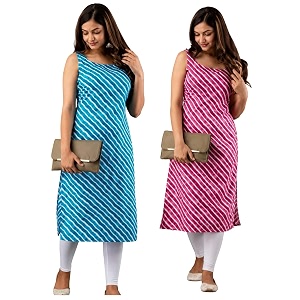 Womens Straight Fit Printed Crepe Kurta Casual