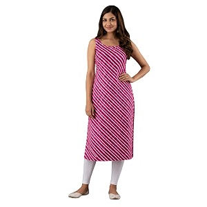 Womens Straight Fit Printed Crepe Kurta Casual
