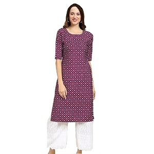 Womens Straight Fit Printed Crepe Kurta Casual