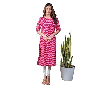 Womens Straight Fit Printed Crepe Kurta Casual