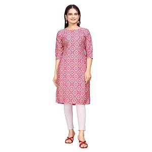 Womens Straight Fit Printed Crepe Kurta Casual