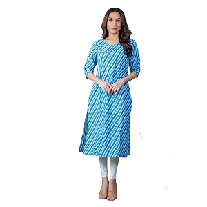 Womens Straight Fit Printed Crepe Kurta Casual