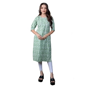 Womens Straight Fit Printed Crepe Kurta Casual