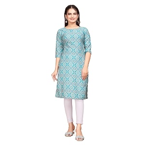 Womens Straight Fit Printed Crepe Kurta Casual