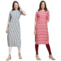 Women39s Straight Fit Printed Crepe Kurta Casual