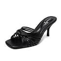Women39s Strappy Square Open Toe Kitten Heels