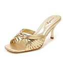 Women39s Strappy Square Open Toe Kitten Heels