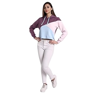 Womens Stylish 3 Shade Fleece Hoodie Suitable