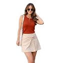 Women39s Stylish Orange Ribbed Knit Sleeveless Round