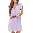 Women's Summer Dress with Built in Shorts Sexy Summer V Neck Ruffle Sleeve Lace California Romper Dresses for Women