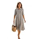 Women39s Summer Striped Midi Long Shirt Dress