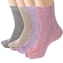 Women's Toe socks Cotton Crew Five Finger Socks For Running Athletic 4 Pack By Meaiguo