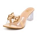 Women39s Transparent Block Heel Sandals with Rhinestone