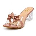 Women39s Transparent Block Heel Sandals with Rhinestone